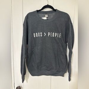 Dark Gray Gildan Brand Graphic Crew Neck Sweatshirt “Dogs > People” NWT